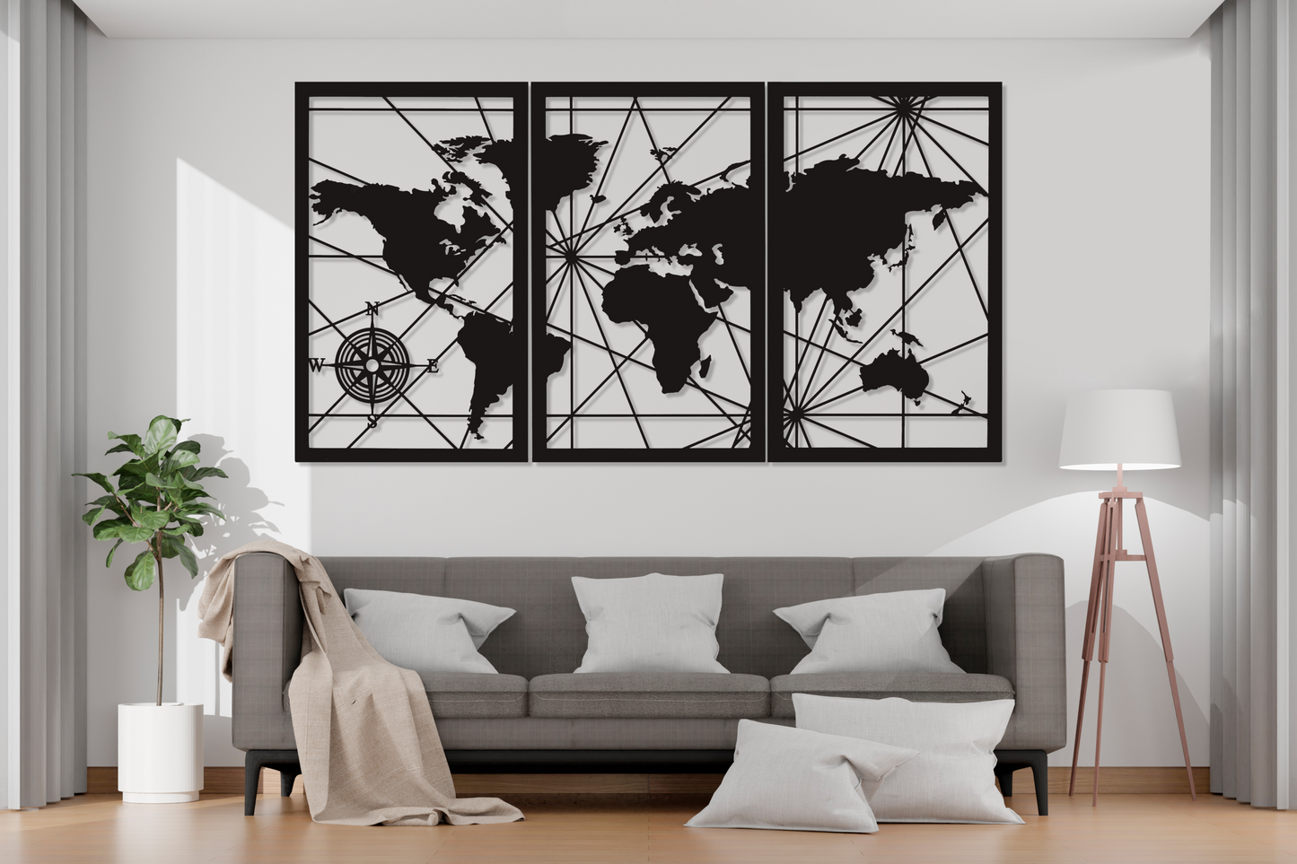 Quadro in Metallo XL "Planisfero 3D"
