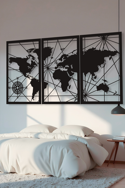 Quadro in Metallo XL "Planisfero 3D"
